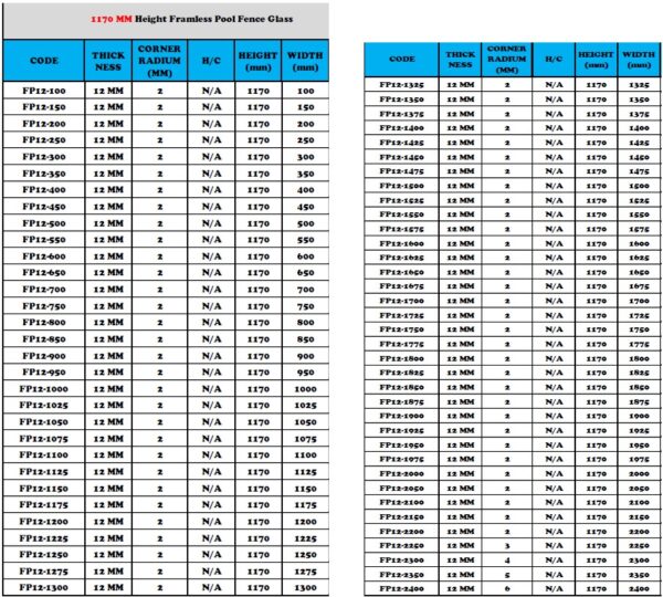 (Code: FP12-) 12mm Pool Fence Standing Panel (1170mm Height) - The One ...