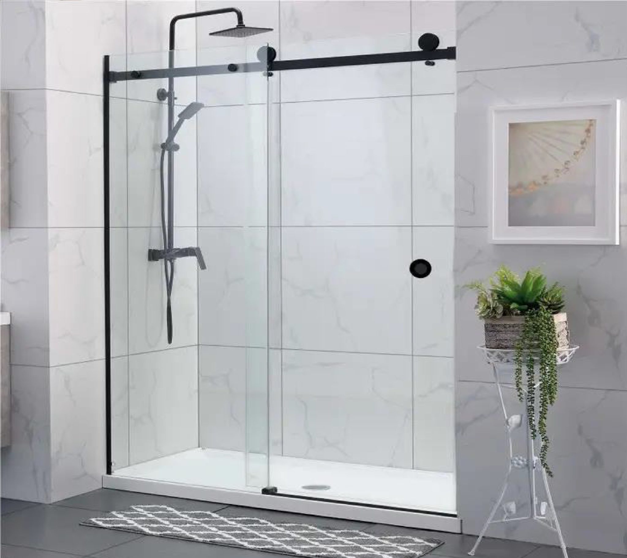 (Code FSSSK) Sliding Shower Screen Kit The One Glass & Hardware
