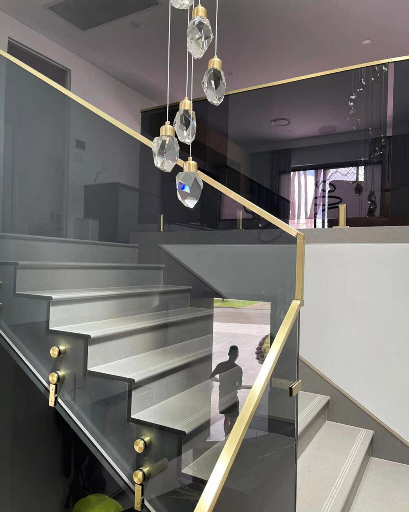 Newly Installed Glass Balustrades with Gold PVD