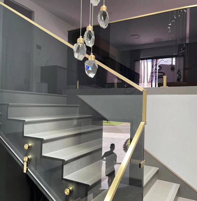 Newly Installed Glass Balustrades with Gold PVD